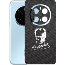 Honor Magic 7 Pro Uyumlu Siyah Bumper Serisi Arka Kapak Kaplama, Atatürk Imzalı, Kenarlar Yoktur