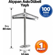 Ege Arge Made Alçıpan Askı Dübeli Yaylı 12X80 mm 100 Lü 1 Paket