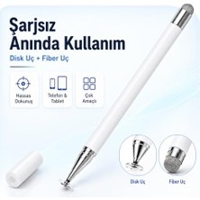 Samsung Galaxy Tab A9 X110 ile Uyumlu Çift Uçlu Dokunmatik Kalem Disk Fiber Uç