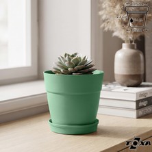 Tabaklı Delikli Plastik Çiçek Saksısı, 13 cm 1.1 Lt, 1 Adet, Yeşil