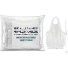 70X110 Cm, 20 Mikron Beyaz Naylon Hijyen Önlüğü; 100 Adet Tek Kullanımlık