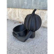 Burada Bulabilirsin 3D Baskı Iskelet Elli Balkabağı Kapaklı Dekoratif Şekerlik Siyah