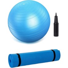 65 cm Pilates Topu ve 7mm Pilates Minderi Egzersiz Seti, Tek Ebat, DOP10521414IGOCLFTN, Mavi