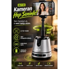 Telefon Stand Tripot Aı Yüz Takipli 360° Otomatik Dönen – Kablosuz Şarj, 2000 Mah Batarya, 180