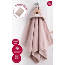 Kapüşonlu Bebek Banyo HAVLUSU%100 Pamuk Bebek Havlu Oeko-Tex® Havlu Kundak - Bej Geyik, 75 x 75 C