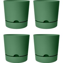 Begonya Saksı Tabaklı Drenajlı Mat Plastik Çiçek Saksısı (4 Adet, 0,5 Litre, 9cm, Yeşil)