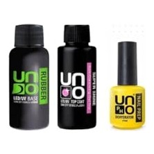 Uno Rubber Base Coat ve Super Shine Top Coat 50 Ml, Dehydrator 15 Ml, 4'lü Set Şeffaf