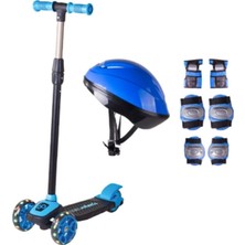 Cool Wheels Twist Işıklı Scooter Mavi 3 Yaş Üstü Kask Seti Hediyeli Mavi