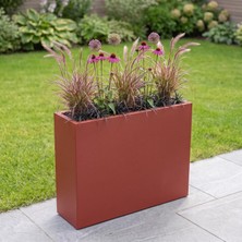 Zenith 80X20X60 cm Metal Dikdörtgen Saksılık - Iç ve Dış Mekan Modern Saksı (Kiremit)