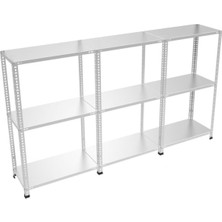 Burada 3 Katlı 3'lü Bitişik 31X180-200 cm Galvaniz Çelik Raf. Depo, Dosya, Arşiv Rafı -0.70 mm