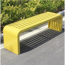 Bank, Dış Mekan Bahçe Bankı, Metal Park Bankı, Sırtlıksız, Sarı, 120 x 40 x 45 Cm, Plaj, G�