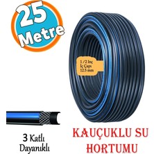Kauçuklu Termo Bahçe Hortumu 25 Metre Dayanıklı 3 Katlı Sağlam Su Sulama Yıkama Hortum 12.5 M