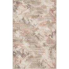 Rugs Modern Halı Dora Vintage Soyut Desenli Bej, Kırık Beyaz ve Kahverengi Ince Dokuma Taban Salon Halısı OZL407