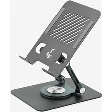 Fiigo 360 Derece Dönebilen Tablet ve Telefon Standı Metal Grey