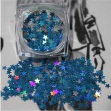 Mavi 21 Yıldız Desenli Işıltılı Nail Art Pul Süsü
