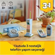 3'ü 1 Arada Retro Telefon 31174 – 8 Yaş ve Üzeri Çocuklar Için 1980&APOS;LER Veya 2000&APOS;LER Modeli Olarak Inşa Edilebilen Nostaljik Oyuncak Y