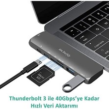 MacBook Usb-C Hub ve Çoklayıcı 7-In-1 | 4K Hdmı, USB 3.0, Sd/microsd | M1 ve M2 Uyumlu Gri