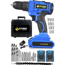 Yeshills Sturdy 1300 MAH Lıon Çift Akülü NEW SERİ Darbeli Turbo Şarjlı vidalama Matkap 27 Parça Uç Setli
