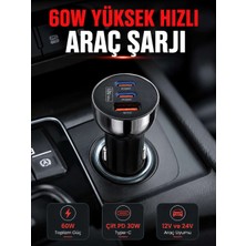Bin1çeşit Pd 30W Çift Usb-C Araç Şarj Cihazı 60W Hızlı Şarj Adaptörü