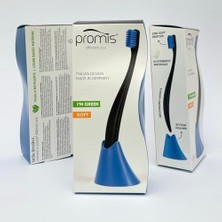 Promıs Box, Diş Fırçası + Tutacak, Siyah – 6750 Antibakteriyel Yumuşak Kıl, Lignin Biyoplastik Sap, Italyan Tasarımı, Alman Üretimi
