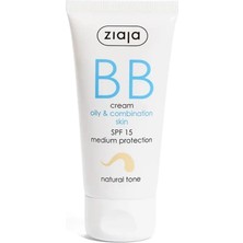Ziaja Bb Krem Doğal Ton Akne Karşıtı Yağlı ve Karma Cilt Doğal Ton Spf 15 Ciltler Için %100 Acı Badem Yağı 50 ml