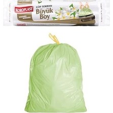 Yasemin Kokulu Büyük Boy Büzgülü Çöp Poşeti 10'lu 65X67 Cm, Kolay Bağlanır Kokulu Büzgülü Büyük Boy Çöp Torbası, Sızdırmaz, Yırtılmaz, Geri Dönüş