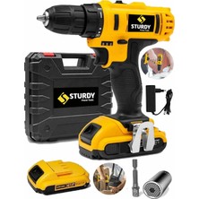 Yeshills STURDY PRO   Çift Akü Li-ion Akülü Vidalama Matkap Universal 7-19 Lokma Uç Darbeli