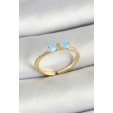 Hubrendy Bez Pirinç Fiyonk Figürlü Zirkon Taşlı Gold Renk Ayarlanabilir Kadın Yüzük