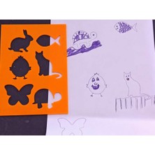 Bin1çeşit 3D Baskı Hayvan Figürleri Çizim Şablonu - Çoklu Desen Kalıbı - Turuncu