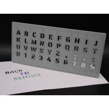 Bin1çeşit 3D Baskı Alfabe, Rakam ve Cetvel Şablonu - Yazı Çizim Kalıbı - Gri