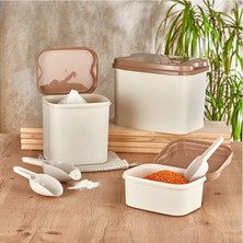 Prime Kumsal Saklama Kabı, Bej 10 L + 4, 5 L + 1, 6 L