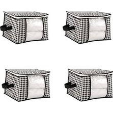 Prime 4 Adet Lüks Pencereli Çok Amaçlı Dolap Düzenleyici Hurç Çorap Hurcu 34 x 22 x 22 cm (Siyah)
