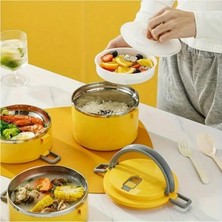 Prime 4 Gözlü Çelik Desenli Sarı Termal Bento Kutusu Çocuklar Için Şirin