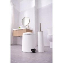 Prime Beyaz 2'li Banyo Seti - Metal Çöp Kovası 3 Lt ve Wc Fırçası Takımı 7200