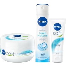Prime Soft Krem 300ML, Nemlendirici Bakım Kremi, Yüz, Vücut, El, Jojoba Yağı ve E Vitamini ile Cilt Bakımı ve Kadın Sprey Deodorant Fresh Natural 150M