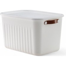 Prime 1 Adet Düzenleyici Kapaklı Kutu, Dekoratif Saklama Kutusu, Organizer (35CM*25CM*22CM) Beyaz 15 Litre