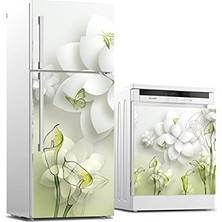 Prime Buzdolabı ve Bulaşık Makinası Beyaz Eşya Kaplama 3D Yeşil Lale