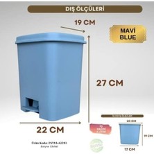 Prime Plastik Dekoratif Mutfak Banyo Çöp Kovası 6l Renkli Pedallı Mavi, Gri,beyaz,siyah Ofis Temizlik Kovası Çöp Konteynırı Kolay Temizlenir (Mavi)