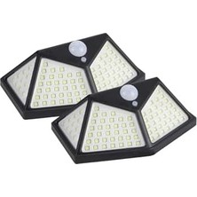 Prime LED Solar Hareket Sensörlü Dış Ortam Bahçe Aydınlatması, Güneş Enerjili, Su Geçirmez, 100 Ledli, Beyaz Işık, (2 Adet)