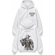 Fuddy Moda Unisex Oversize Vinland Saga Askeladd Sırt Baskılı Kapüşonlu Fermuarlı Anime Zip Hoodie