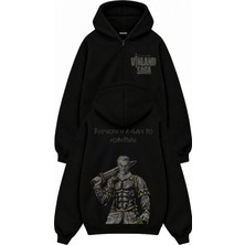 Fuddy Moda Unisex Oversize Vinland Saga Askeladd Sırt Baskılı Kapüşonlu Fermuarlı Anime Zip Hoodie