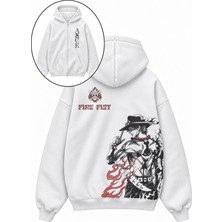 Fuddy Moda Unisex Oversize One Piece Ace Sırt Baskılı Kapüşonlu Fermuarlı Anime Zip Hoodie