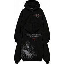 Fuddy Moda Unisex Oversize Naruto Itachi Uchiha Sırt Baskılı Kapüşonlu Fermuarlı Anime Zip Hoodie