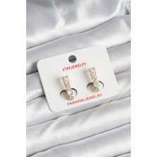 Hubrendy Bez Pirinç Gold Renk Zirkon Taşlı Vintage Kadın Küpe