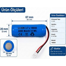 Mam Shop 3.7 Volt 2200 Mah 18650 Li-Ion Şarj Edilebilir Uzaktan Kumandalı Araç Pili Beyaz Jst Ds Losı 2 Pin Konnektör Oyuncak Araba Pili