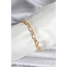 Hubrendy Bez 14K Gold Renk Kaplama Lazerli Zincir Model cm Kadın Bileklik