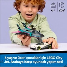 Prime City Jet, Arabaya Karşı 60489 – 6 Yaş ve Üzeri Erkek ve Kız Çocuklar Için Pilot ve Sürücü Minifigürleri Içeren Yaratıcı Oyuncak Araba Yapım Seti