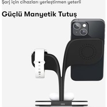 Prime 3'ü 1 Arada 15W Kablosuz Hızlı Şarj Standı Gece Aydınlatmalı ile Uyumlu- ile Uyumlu- ile Uyumlu (Siyah Hızlı Şarj)