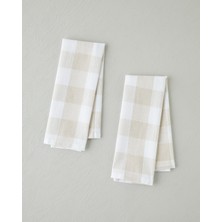 English Home Fresh Grid Pamuk Polyester 2'li Kurulama Bezi 30X50 cm Bej