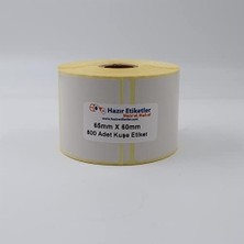 Prime Kuşe Etiket 65MM x 60MM Ruloda 800 Adet 40MM Çapında Baskısız Barkod Yazıcı Etiketi